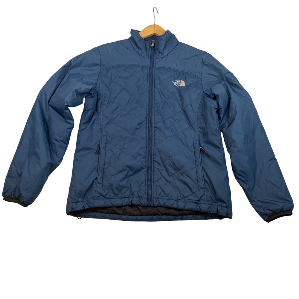 The North Face Womens Blue Quilted Puffer Jacket Full Zip Size Large